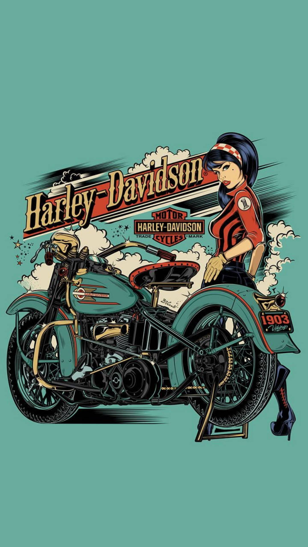 Download Cartoon Harley Davidson Mobile Wallpaper 