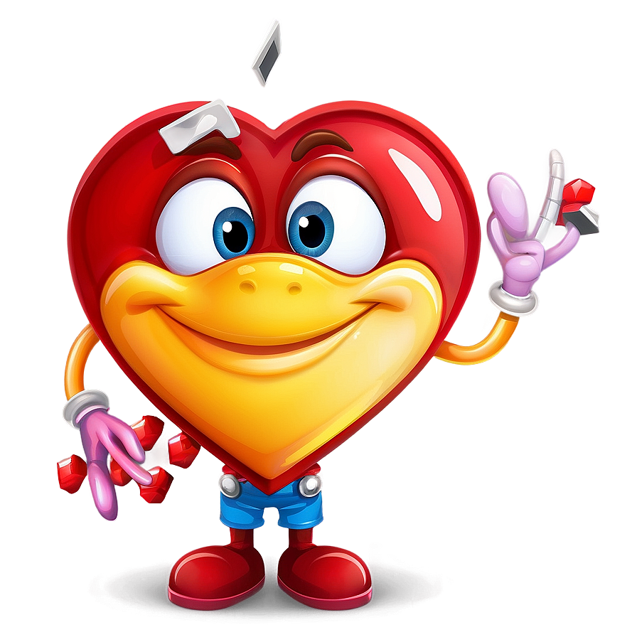Cartoon Heart Character Png B PNG