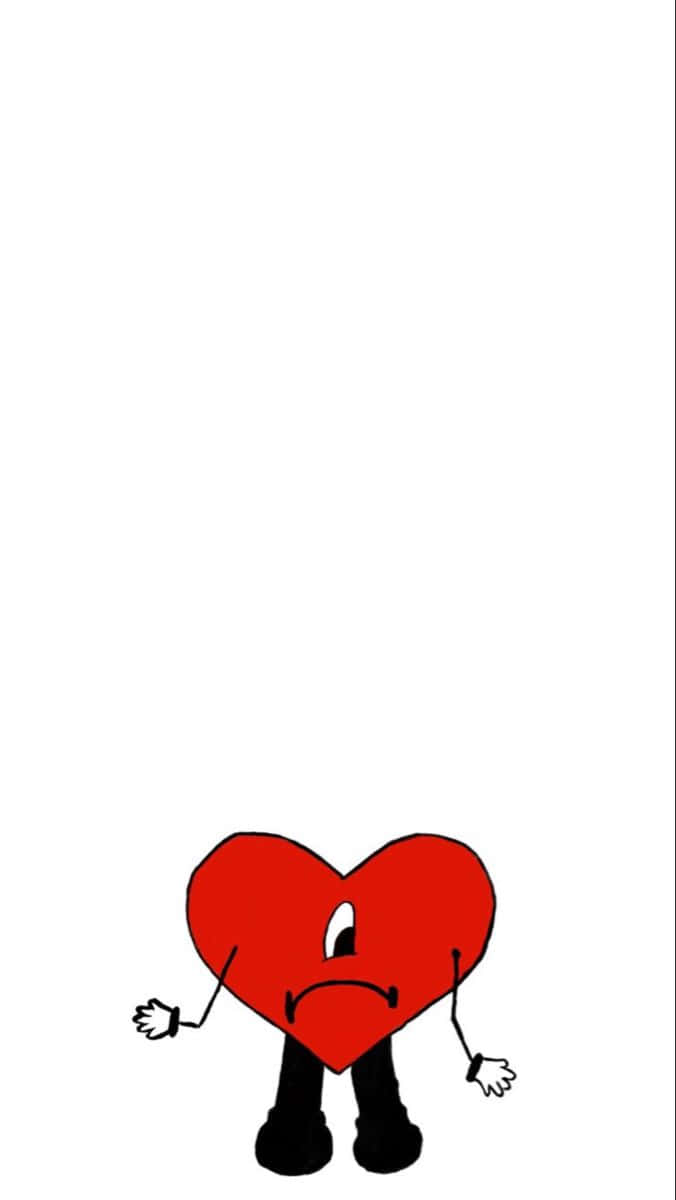 Cartoon Heart Character Sad Expression Wallpaper