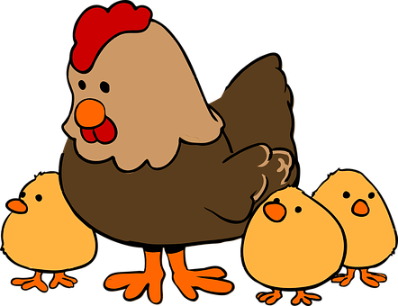 Cartoon Henand Chicks PNG