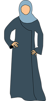 Cartoon Hijab Wearing Woman Standing PNG