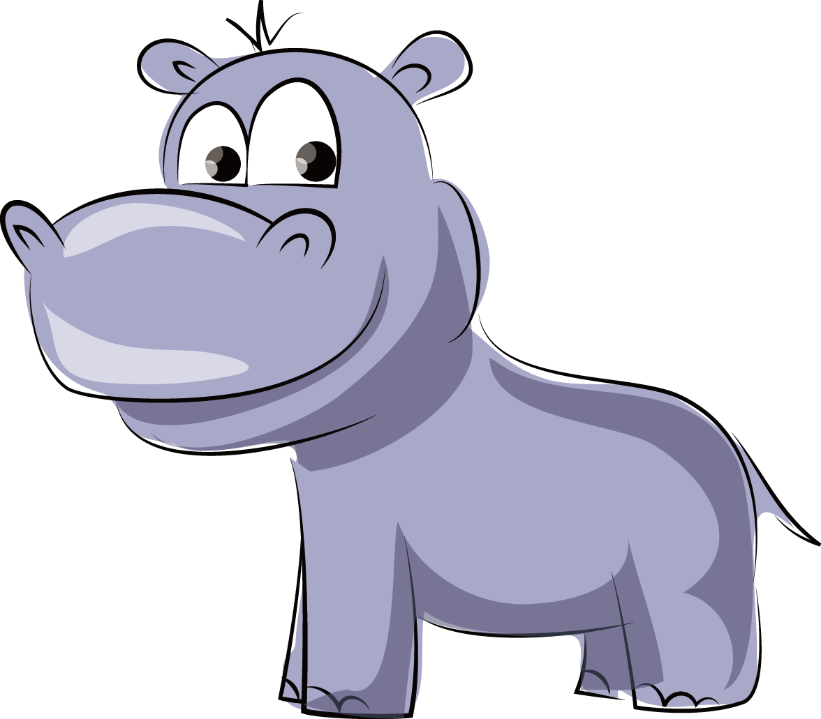 Cartoon Hippo Standing PNG