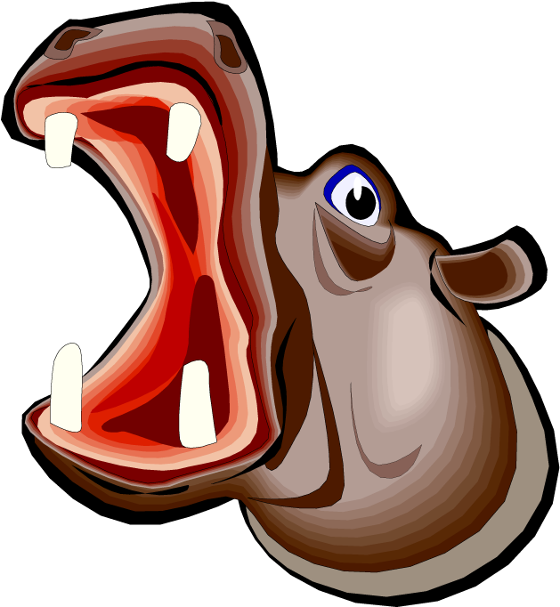 Cartoon Hippo Yawning PNG