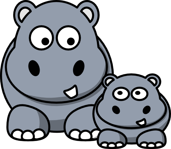 Cartoon Hippoand Calf PNG