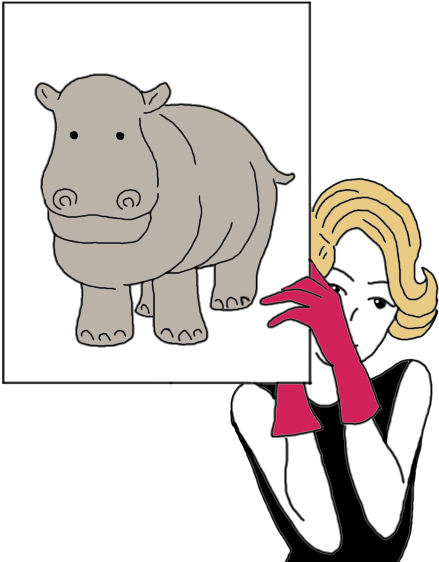 Cartoon Hippopotamus Heldby Woman Illustration PNG