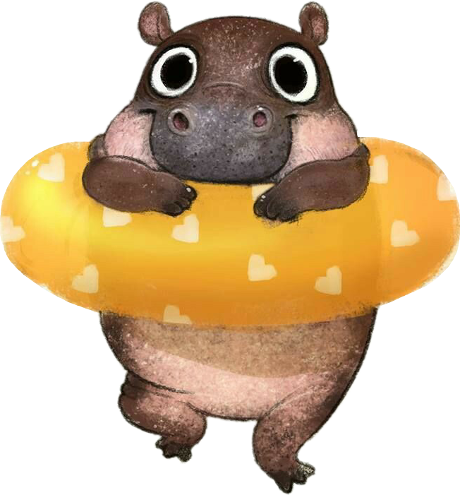 Cartoon Hippopotamus In Floatie PNG