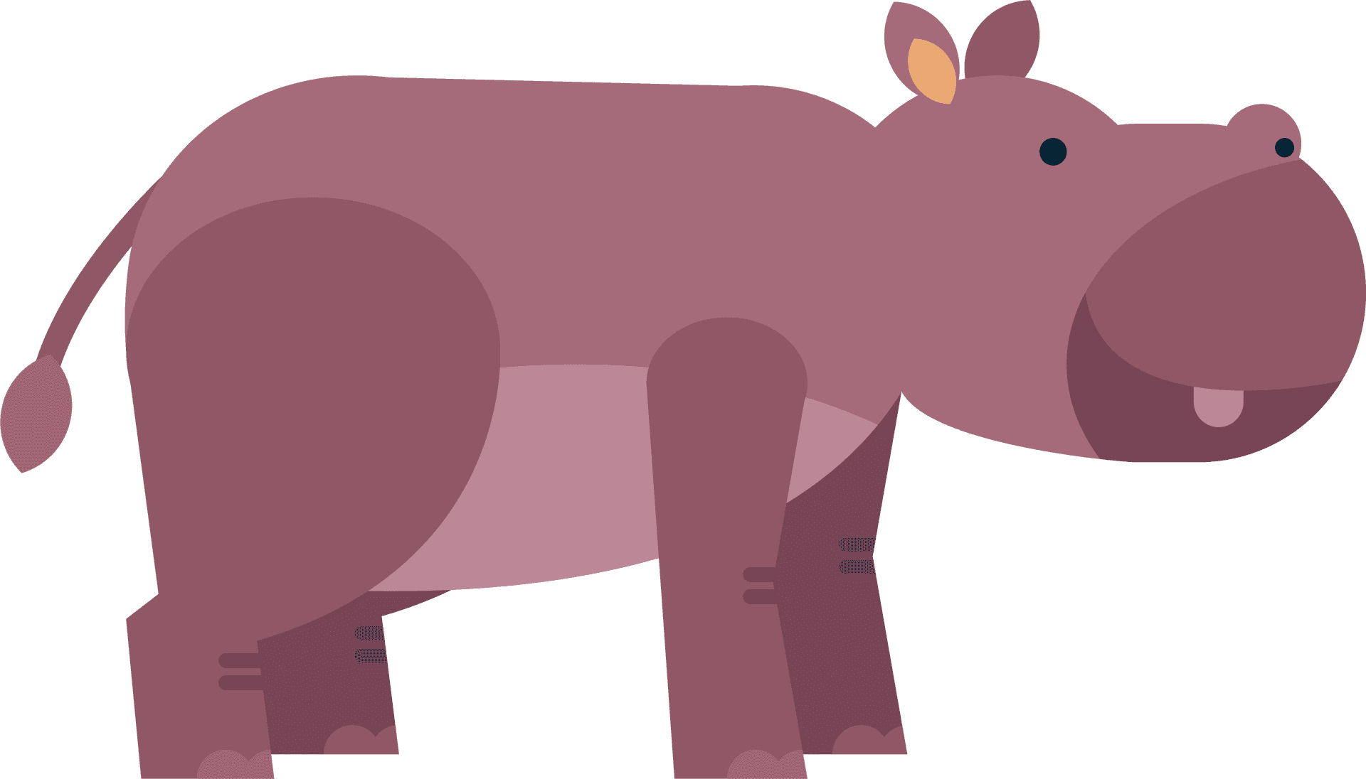 Cartoon Hippopotamus Standing PNG