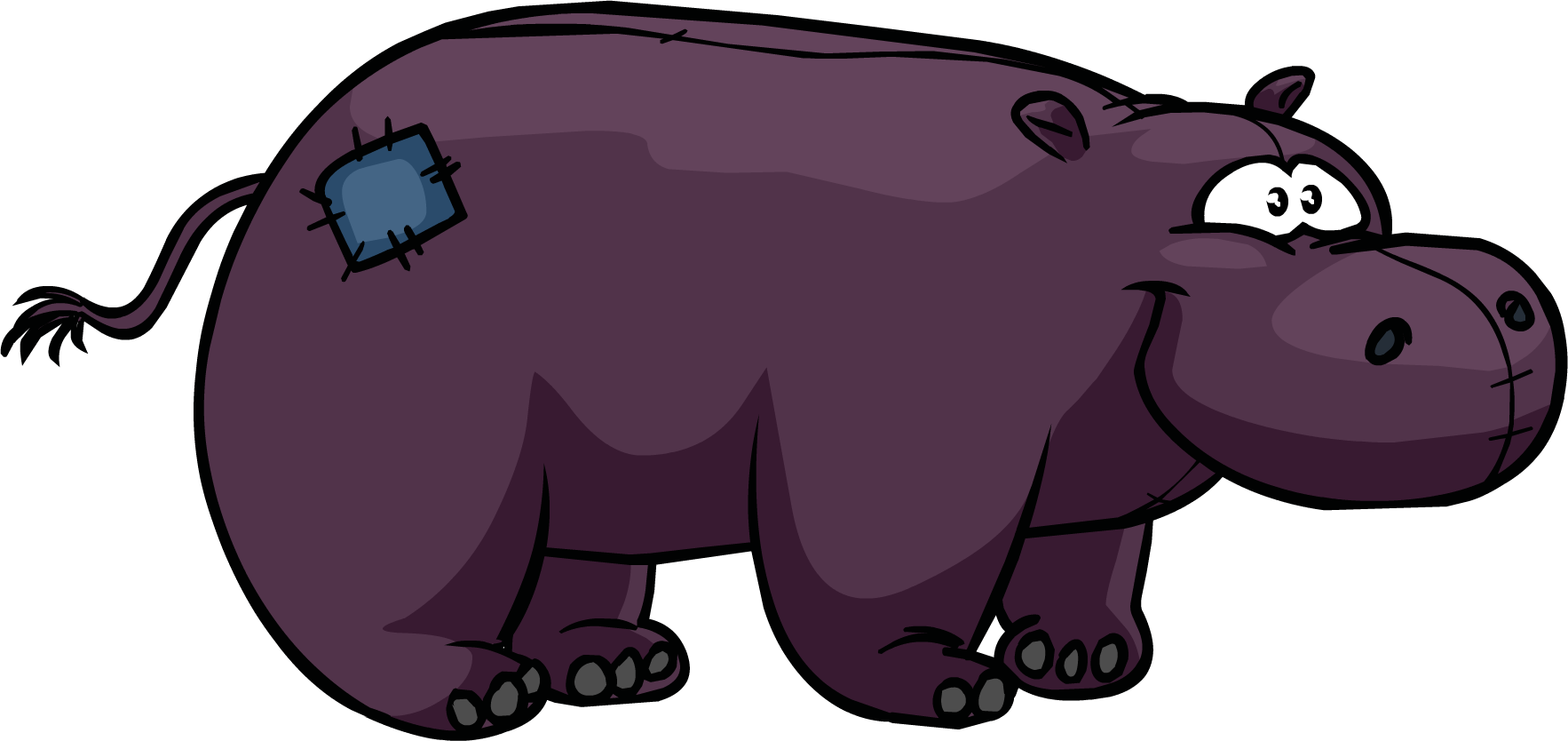 Cartoon Hippopotamuswith Patch PNG