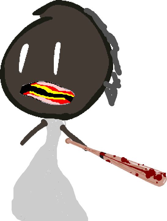 Cartoon Horror Figurewith Bloody Weapon PNG