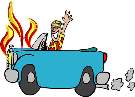 Cartoon Hotrod Flames Joyride PNG