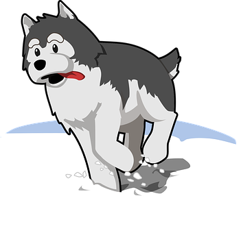 Cartoon Huskyon Ice PNG