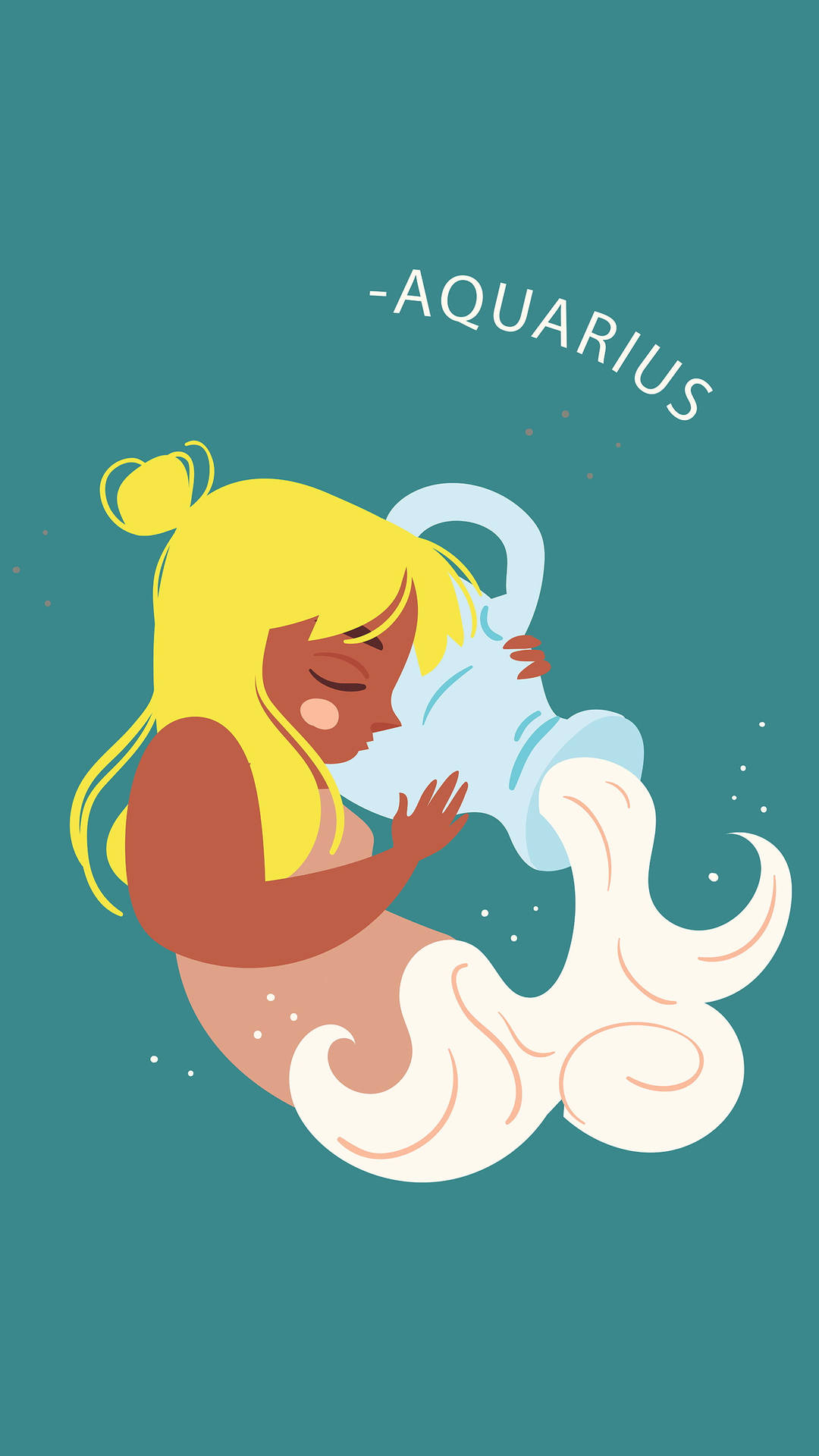 Enchanting Cartoon Illustration of the Aquarius Zodiac Sign Wallpaper