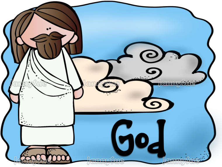 Cartoon Jesusand Clouds PNG