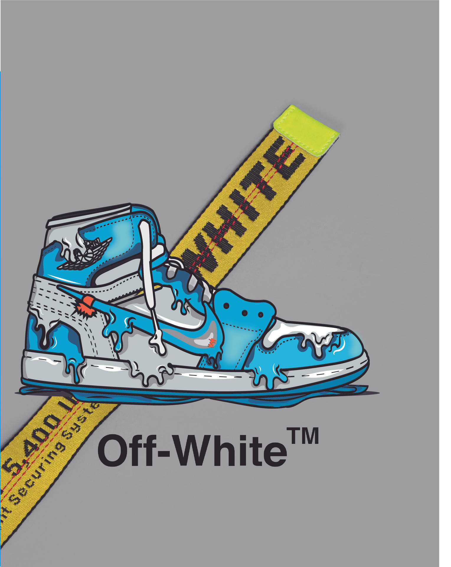 Cartoon Jordan Shoes Blue Off-white Collaboration Wallpaper