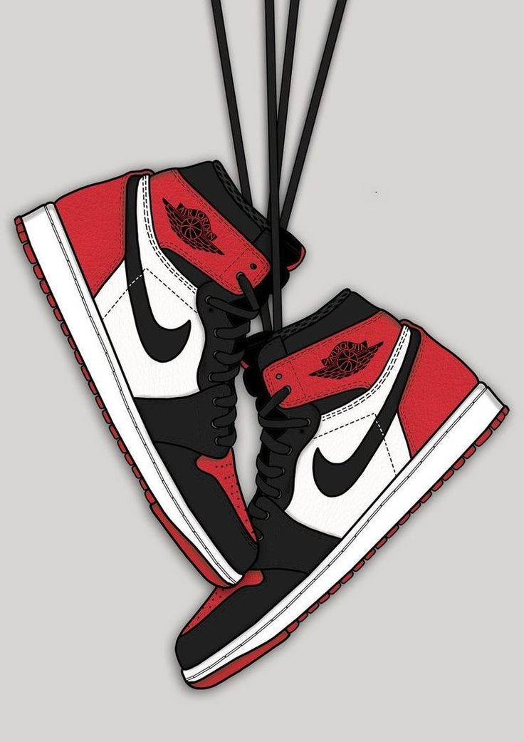 Cartoon Jordan Shoes Bred Toe Wallpaper