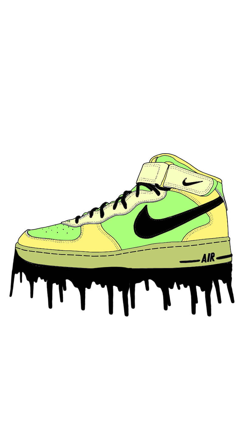 Cartoon Jordan Shoes Green And Yellow Wallpaper