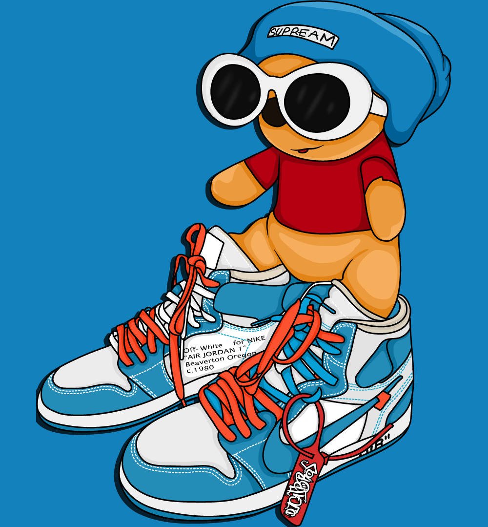 Sapatosde Jordan Cartoon Unc Do Winnie The Pooh. Papel de Parede