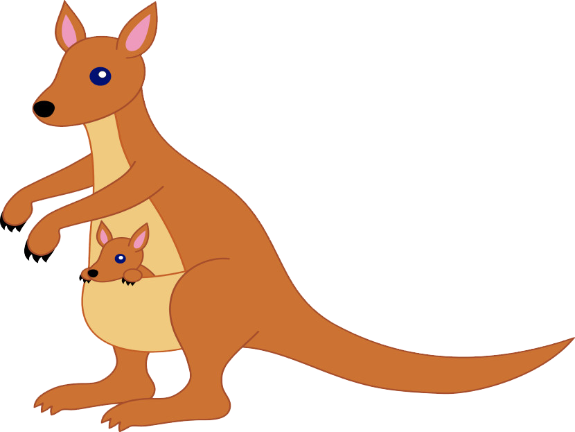 Cartoon Kangaroo With Joey.png PNG