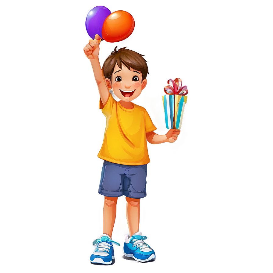 Cartoon Kid Celebrating Birthday Png 06132024 PNG