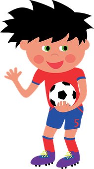 Cartoon Kid Football Player PNG