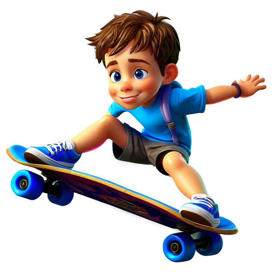 Cartoon Kid On Skateboard Png Clp25 PNG