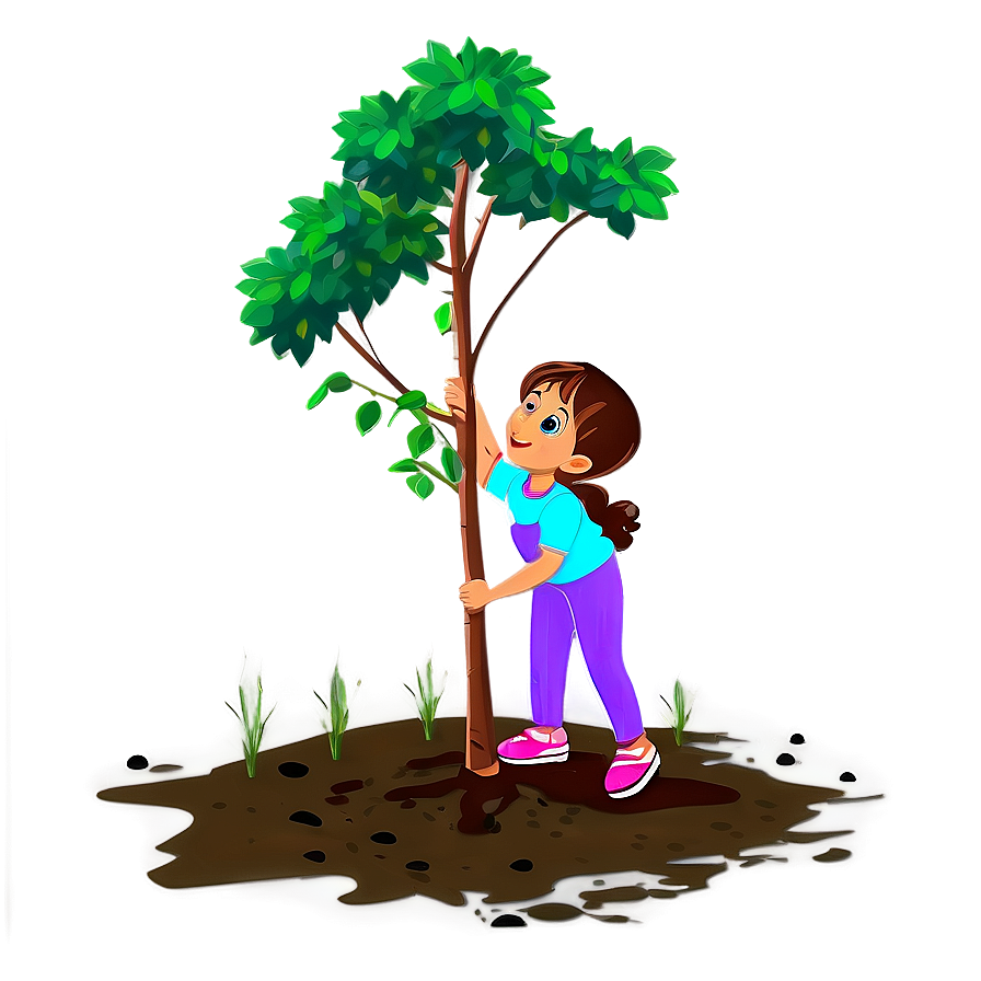 Cartoon Kid Planting Tree Png Wfg82 PNG