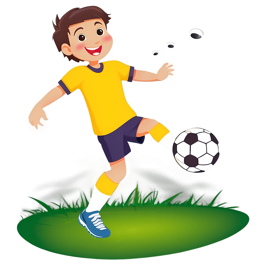 Cartoon Kid Playing Soccer Png Hcb PNG