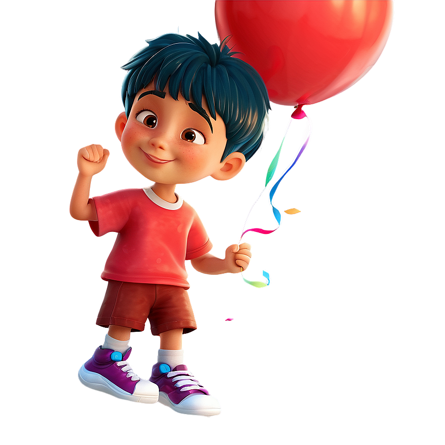 Cartoon Kid With Balloon Png 06132024 PNG