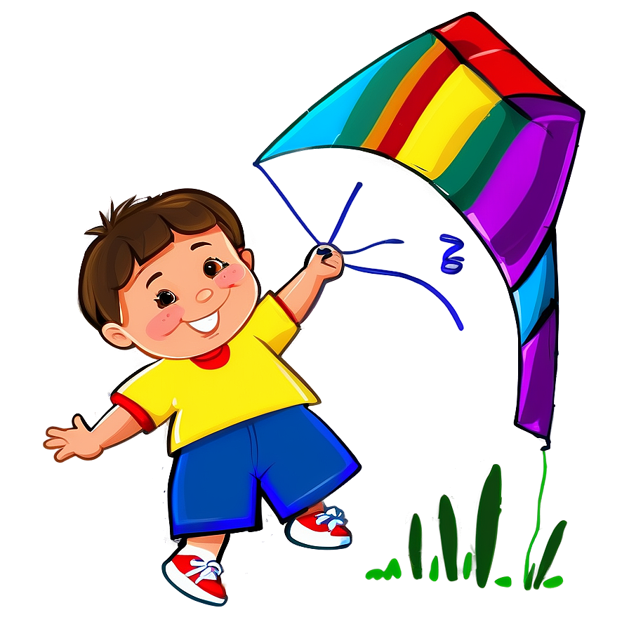 Cartoon Kid With Kite Png Yim PNG