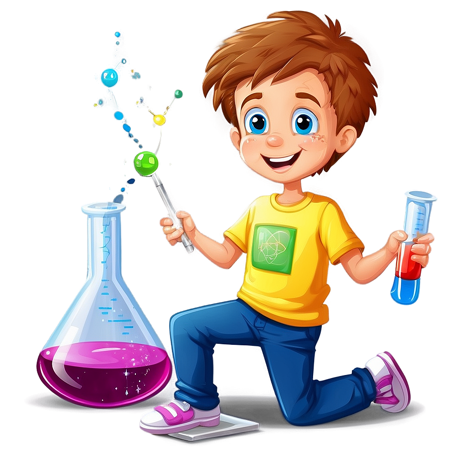 Cartoon Kid With Science Project Png 92 PNG