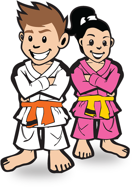 Cartoon Kidsin Martial Arts Gi PNG