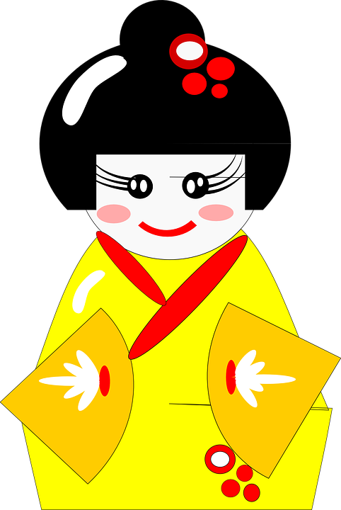 Cartoon Kimono Doll Graphic PNG