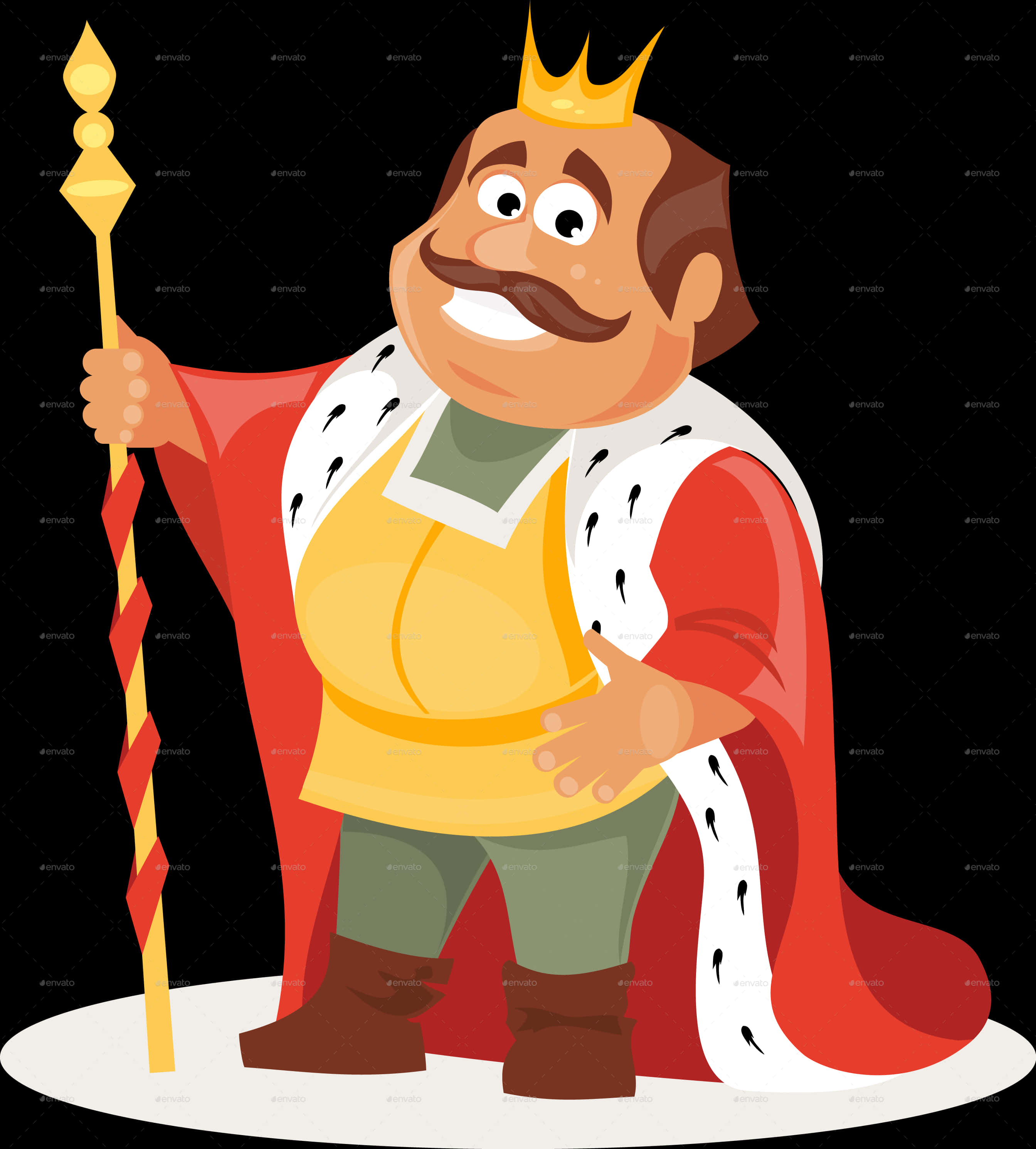 Cartoon King With Scepter PNG