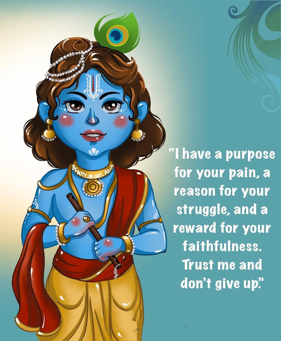 Cartoon Krishna Quotation Wallpaper