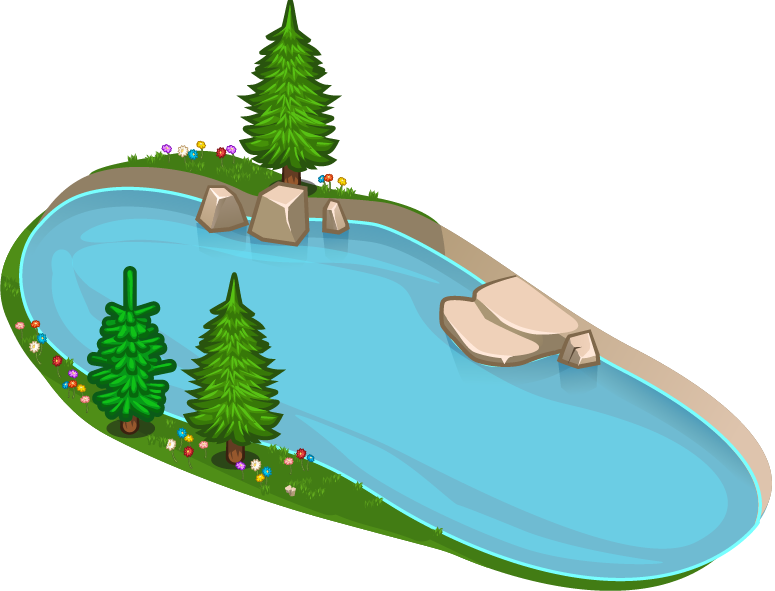 Cartoon Lake Scene PNG