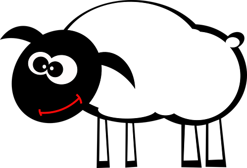Cartoon Lamb Smiling Black Background PNG