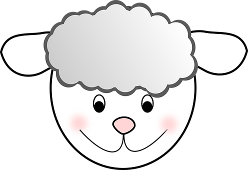 Cartoon Lamb Smiling Face PNG