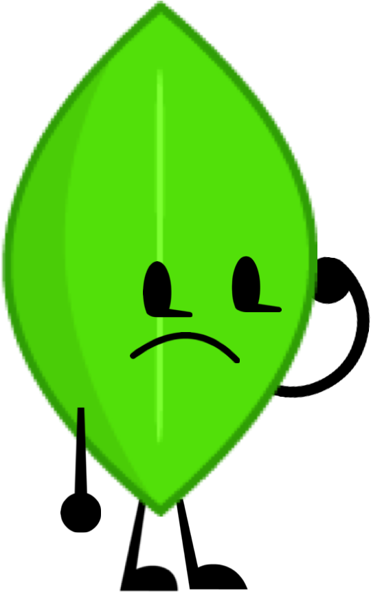 Cartoon Leaf Character Unhappy Expression PNG