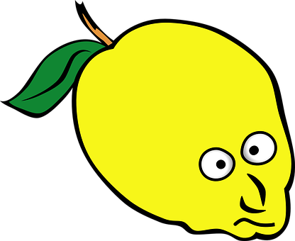 Cartoon Lemon With Face PNG