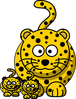 Cartoon Leopard Family PNG