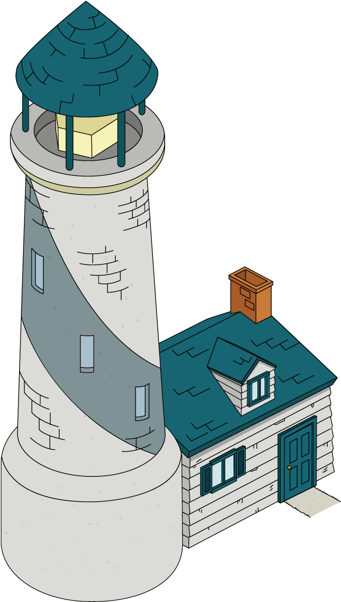 Cartoon Lighthouse Illustration PNG