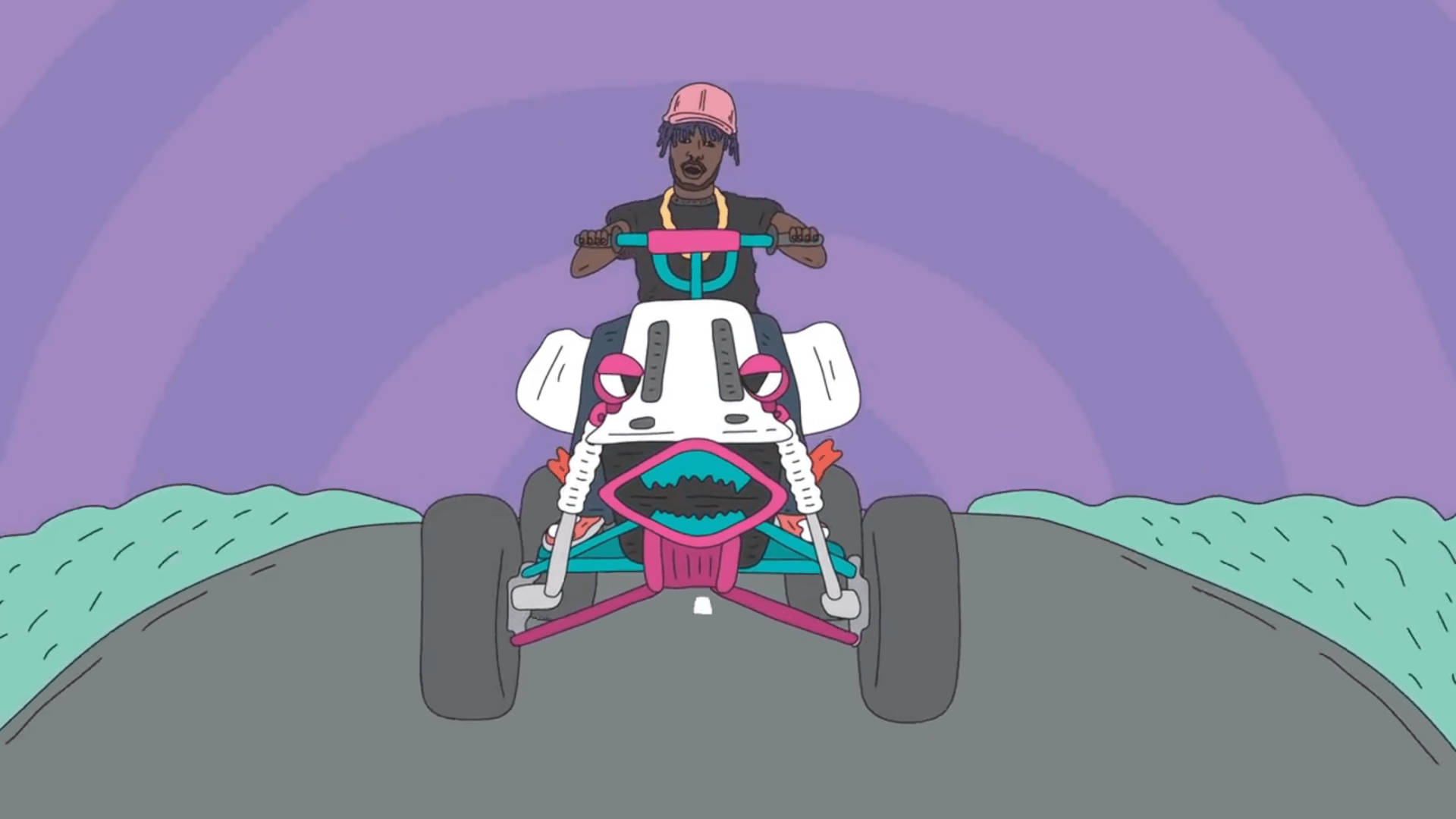 Cartoon Lil Uzi Vert Quad Bike Background