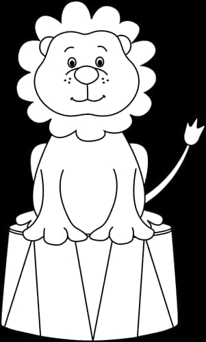 Cartoon_ Lion_ Circus_ Pedestal PNG