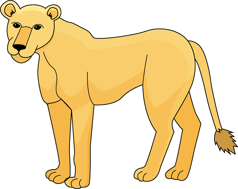 Cartoon Lioness Standing Side View.png PNG