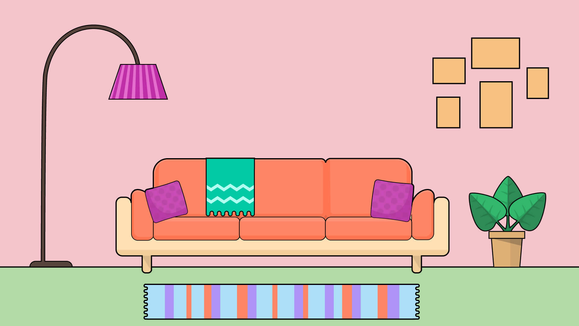 Cartoon Living Room Google Meet Background