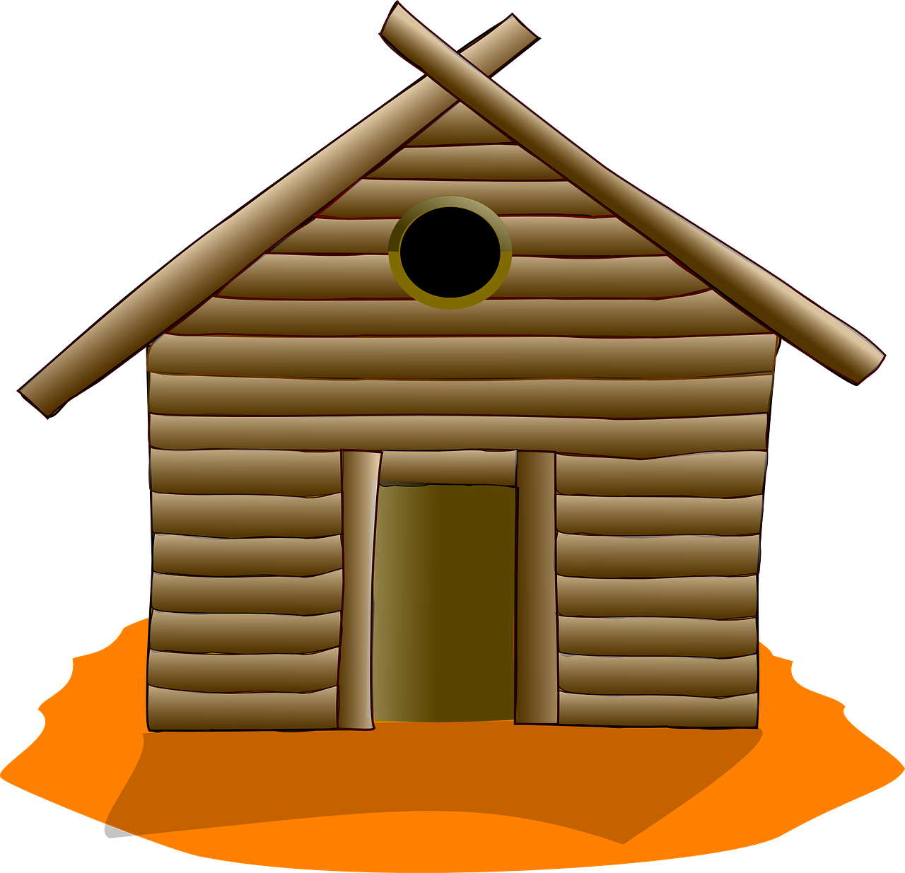 Cartoon Log Cabin Illustration.png PNG