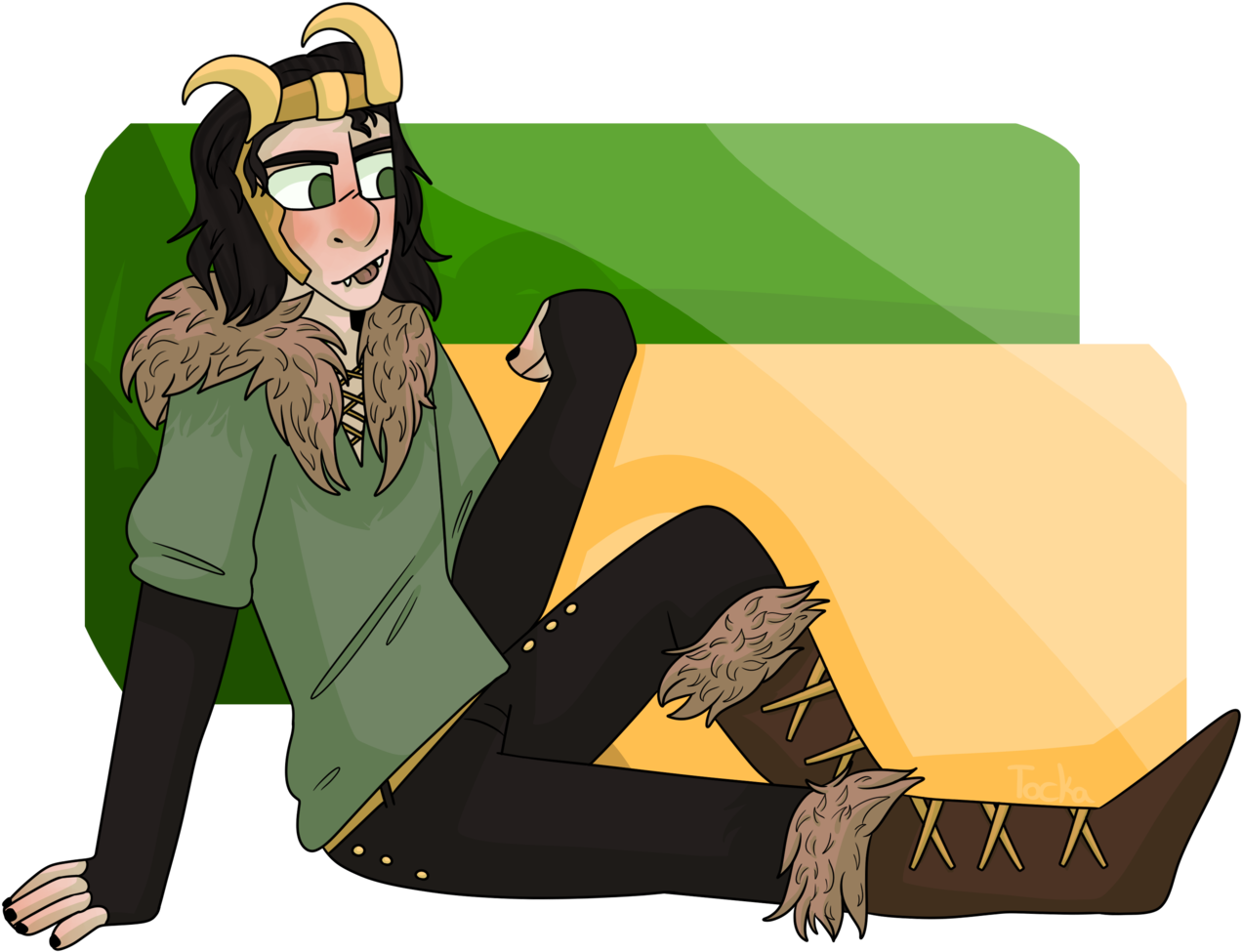 Cartoon Loki Relaxing Illustration PNG