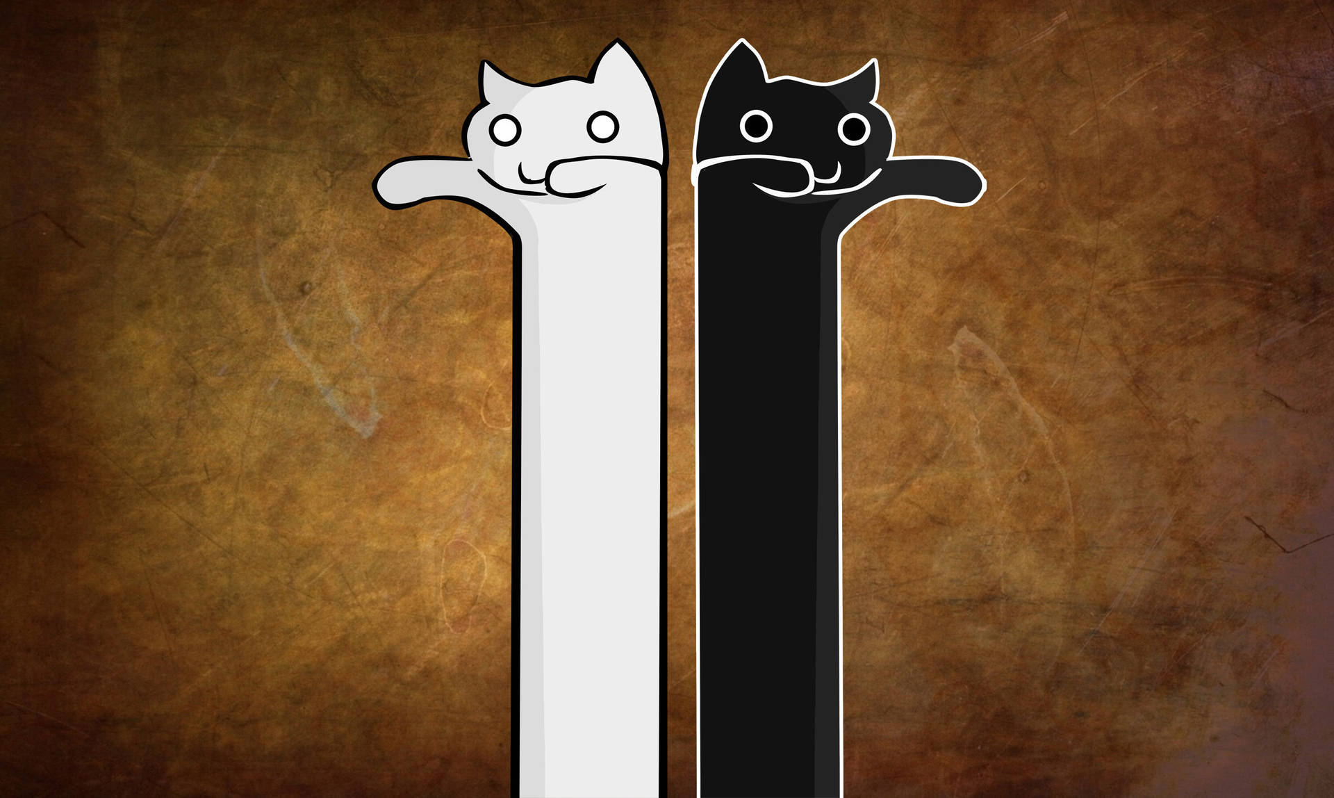Long cat Meme with long stretchable body scaring something wallpaper.