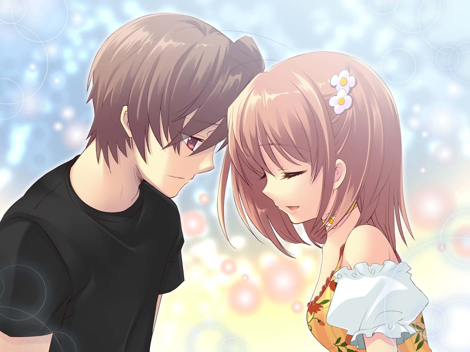 anime girl, anime boy, couple, love, hd, 4k HD Wallpaper