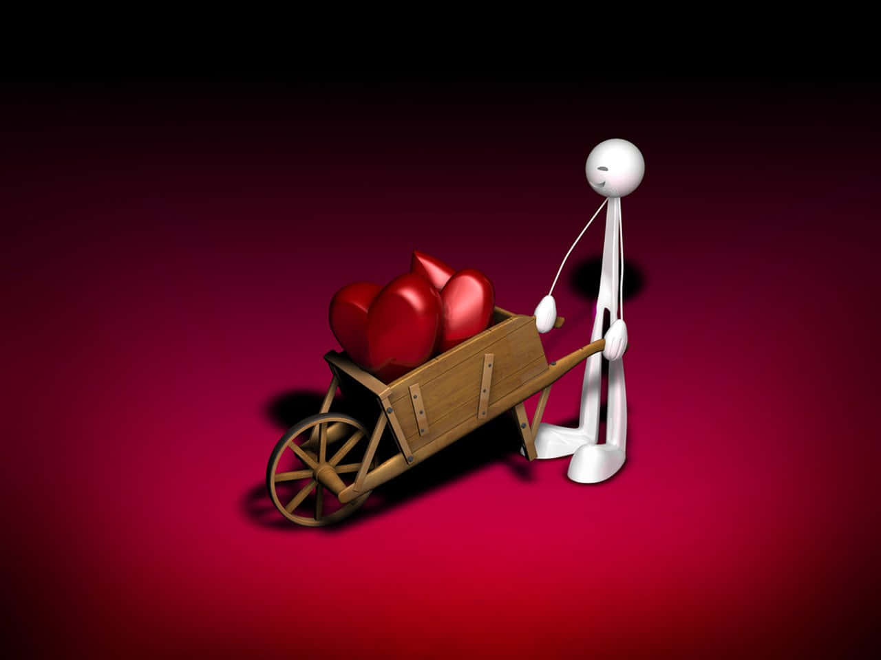 Cartoon Love Stickman 3d Heart Cart Picture